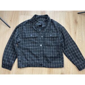 Sanctuary Black Tweed Shacket – Windowpane Plaid – Size L